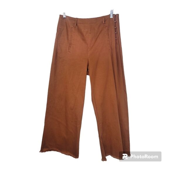 A loves A Brown Wide leg Raw Hem Womens Pants Size 8 - Picture 1 of 13